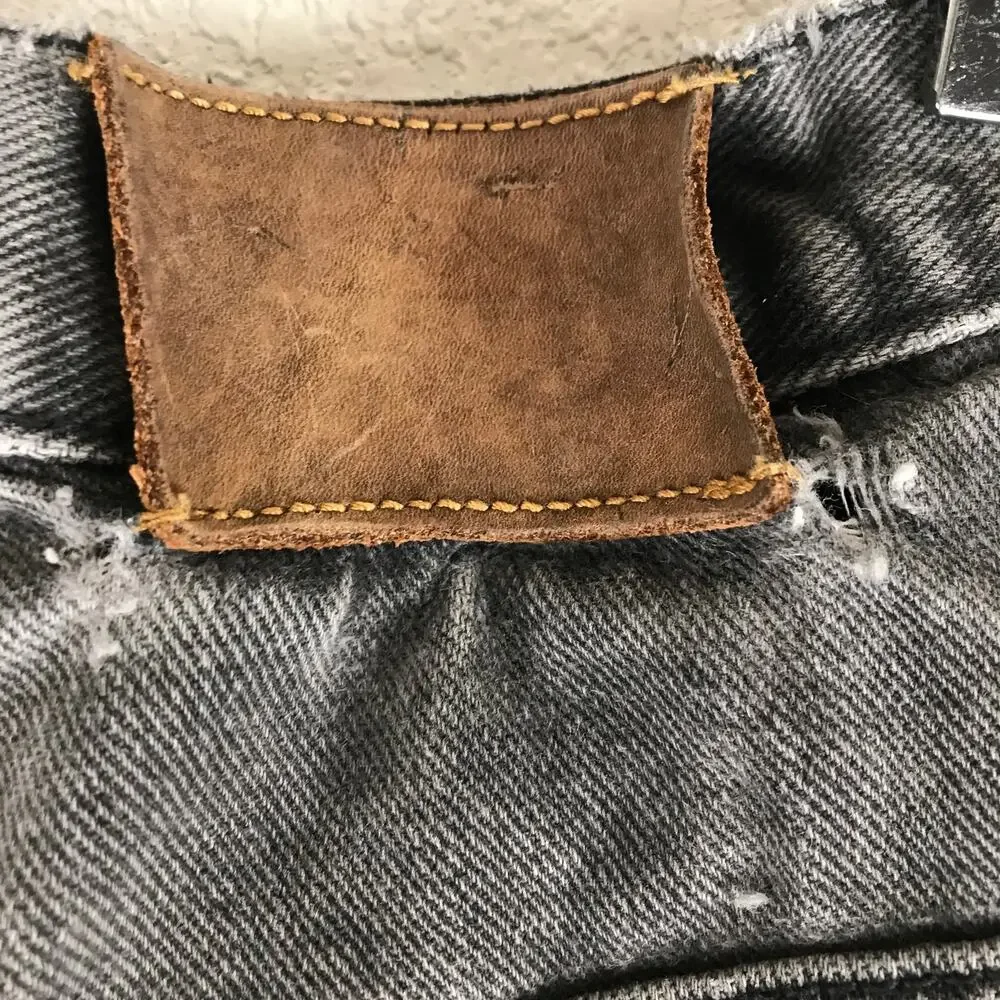 Vintage Men's Guess Jeans Faded Black Cotton Denim Thrashed Grunge USA Made 30